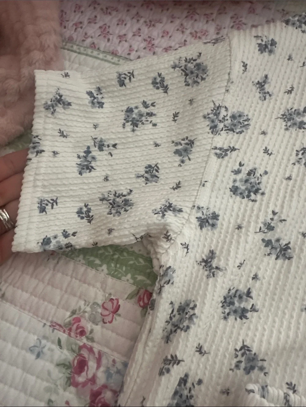 J.O.A. Cream Waffle Knit Henley Top & Floral Shorts Set